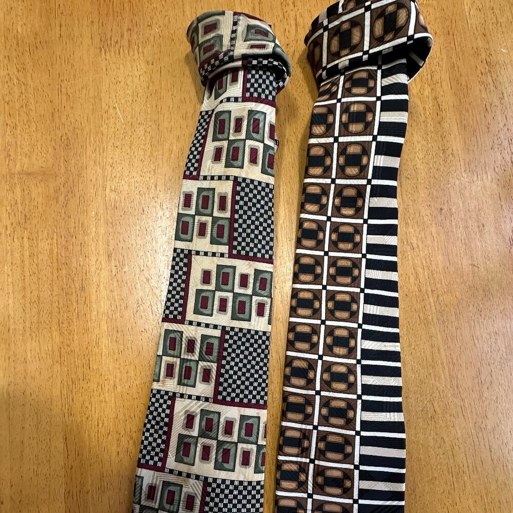 Pair of Vintage Gianfranco Ruffini Ties 100% Imported Silk Italy